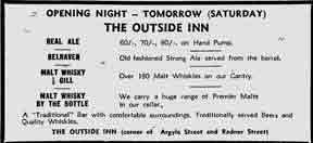 Advert Outside Inn Argyle Street 1979